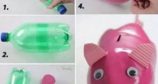 Làm ống heo đút tiền từ chai nhựa phế liệu cho bé